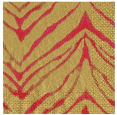 Napkin Cocktail Wild Kingdom fuchsia napkin with gold accents