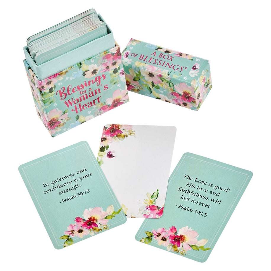 Blessings For A Woman's Heart Box of Blessings with floral design and 50 double-sided scripture cards