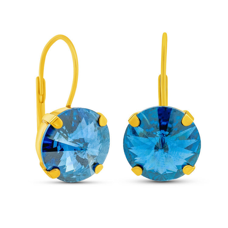 Antique gold round hoop earrings with candy crush crystal accents