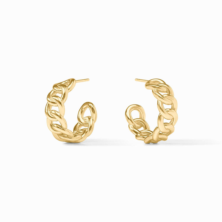 Dolce Hoop earrings featuring a sleek gold-plated circular hoop with matching post and back.