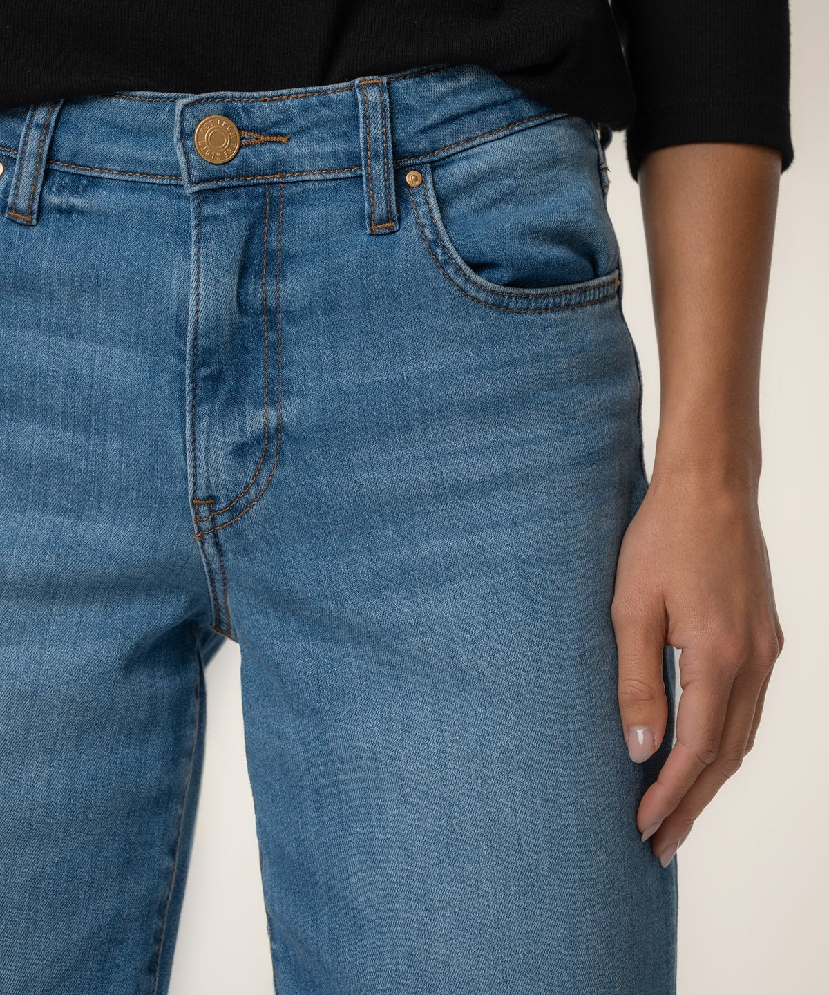 Charlotte high rise wide leg jeans in raw hem with cotton blend fabric