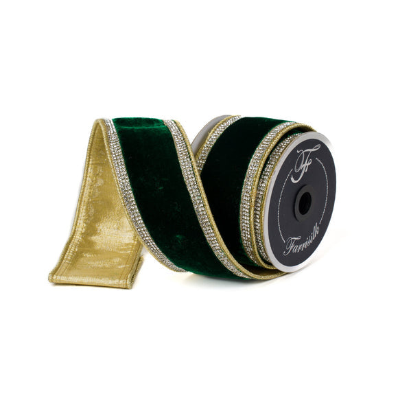 Winter Diamonds Ribbon in black with wired edges and secondary fabric structure.