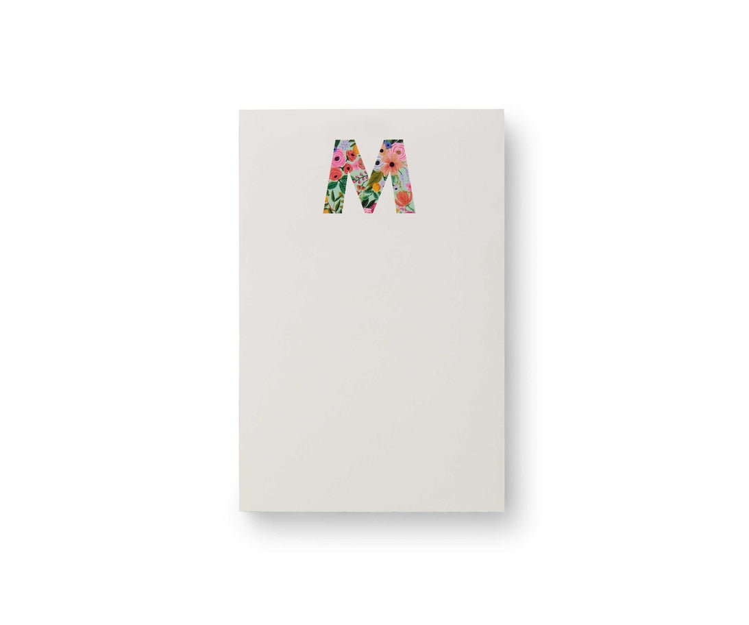 Garden Party monogram notepad with tear-off sheets in floral pattern