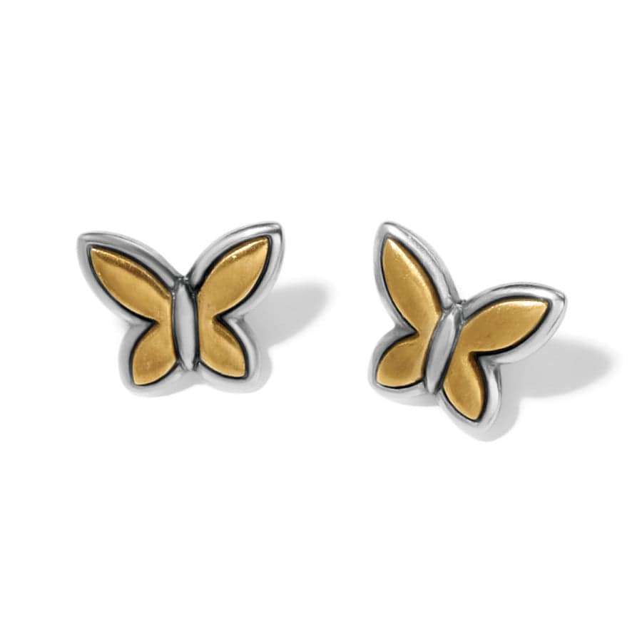Goldie Wings Mini Post Earrings featuring two-tone silver and gold plated butterfly designs.