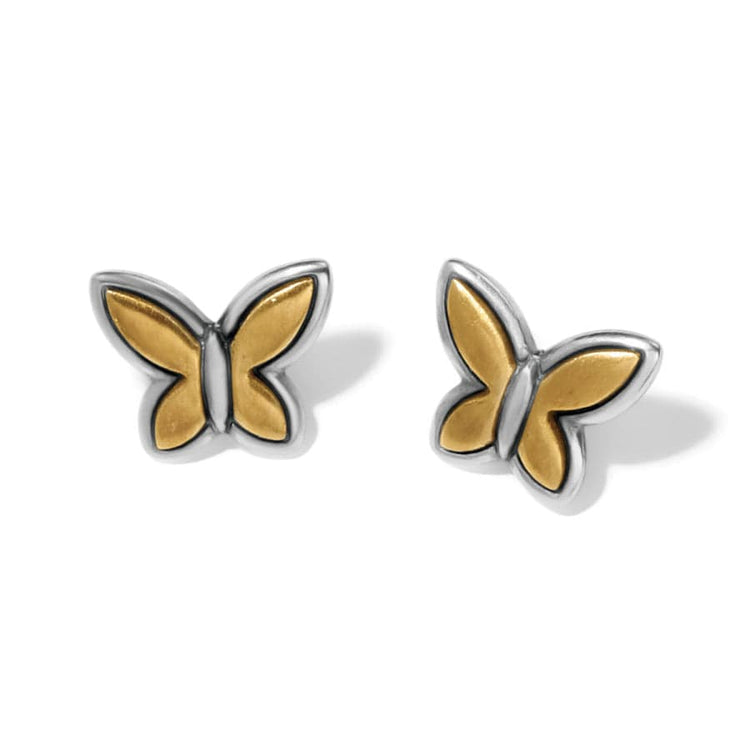 Goldie Wings Mini Post Earrings featuring two-tone silver and gold plated butterfly designs.