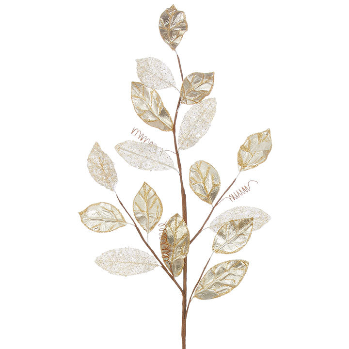 33-inch artificial magnolia leaf spray with realistic green foliage on a flexible wire stem.