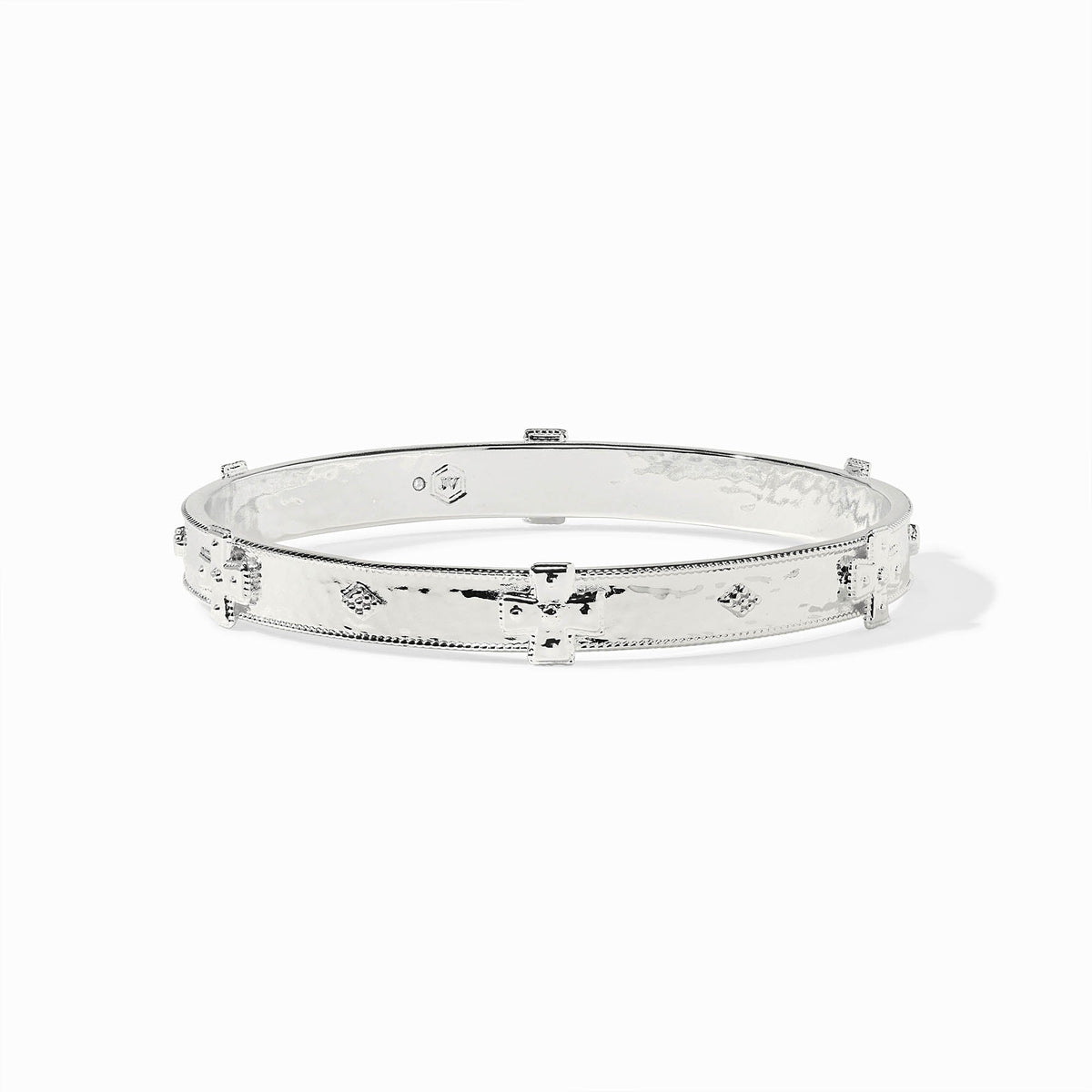Canterbury bangle in silver-tone metal with a smooth polished finish.