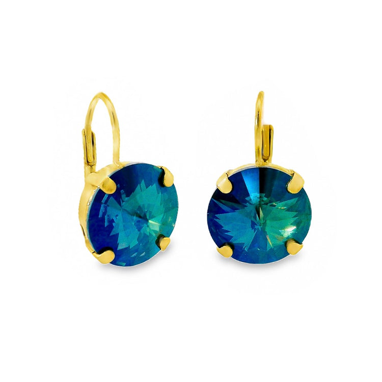 Antique gold plated surgical steel hoop earrings with high-quality crystals