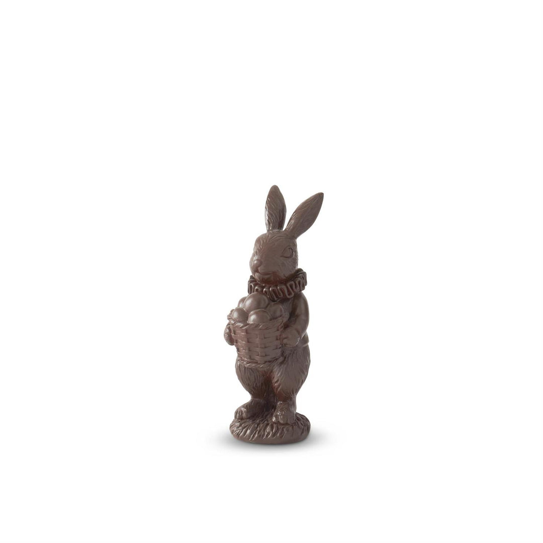 Polyresin chocolate-colored Easter bunny figurine with a smooth rounded silhouette.