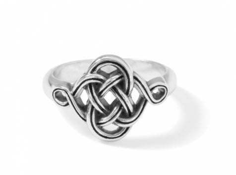 Interlok Knot Ring in silver metal with a twisted knot band design.
