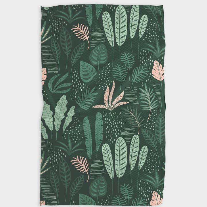 Recycled polyester waffle weave tea towel with single-sided print