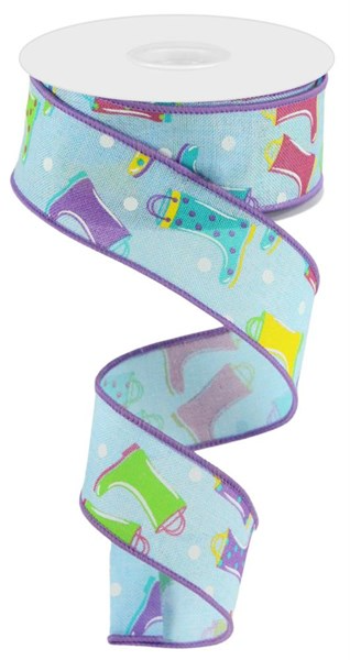 Royal burlap rainboots in teal polyester with pink accents