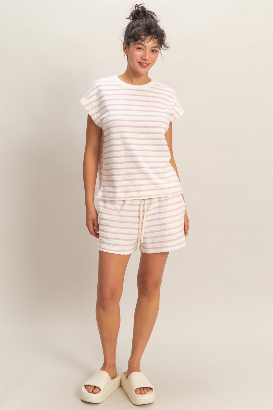 Sandra Striped Round Neck Short Sleeve Top