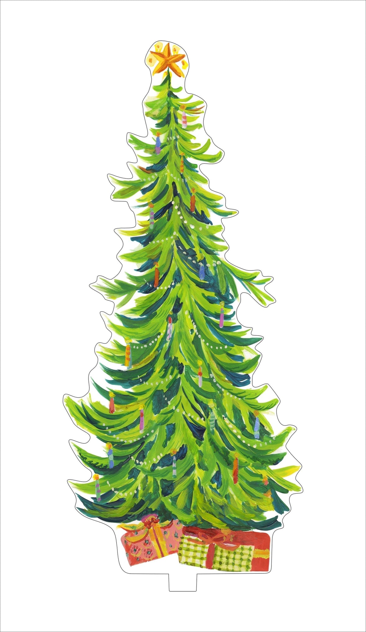 Single spruce-shaped acrylic holiday tree with a natural green hue.