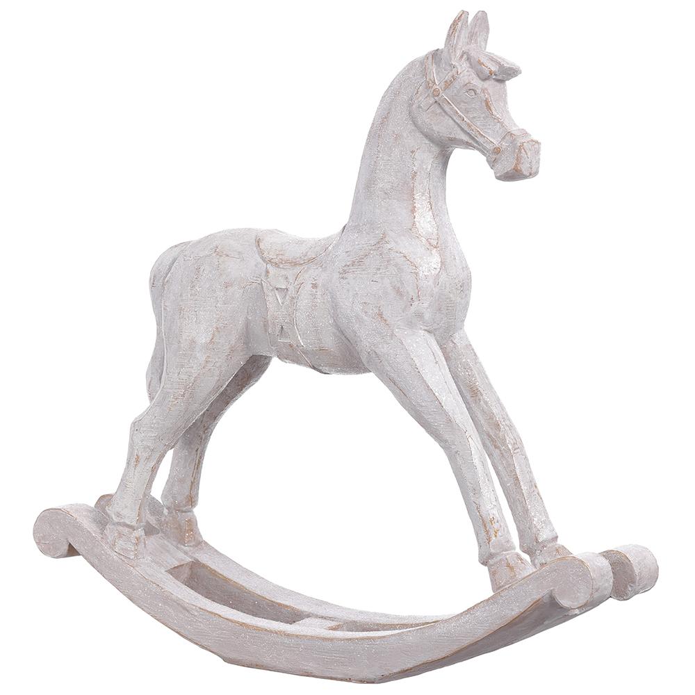 17" Rocking Horse White Antique