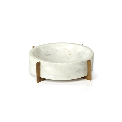 Nairobi White Marble Bowl On Metal Base