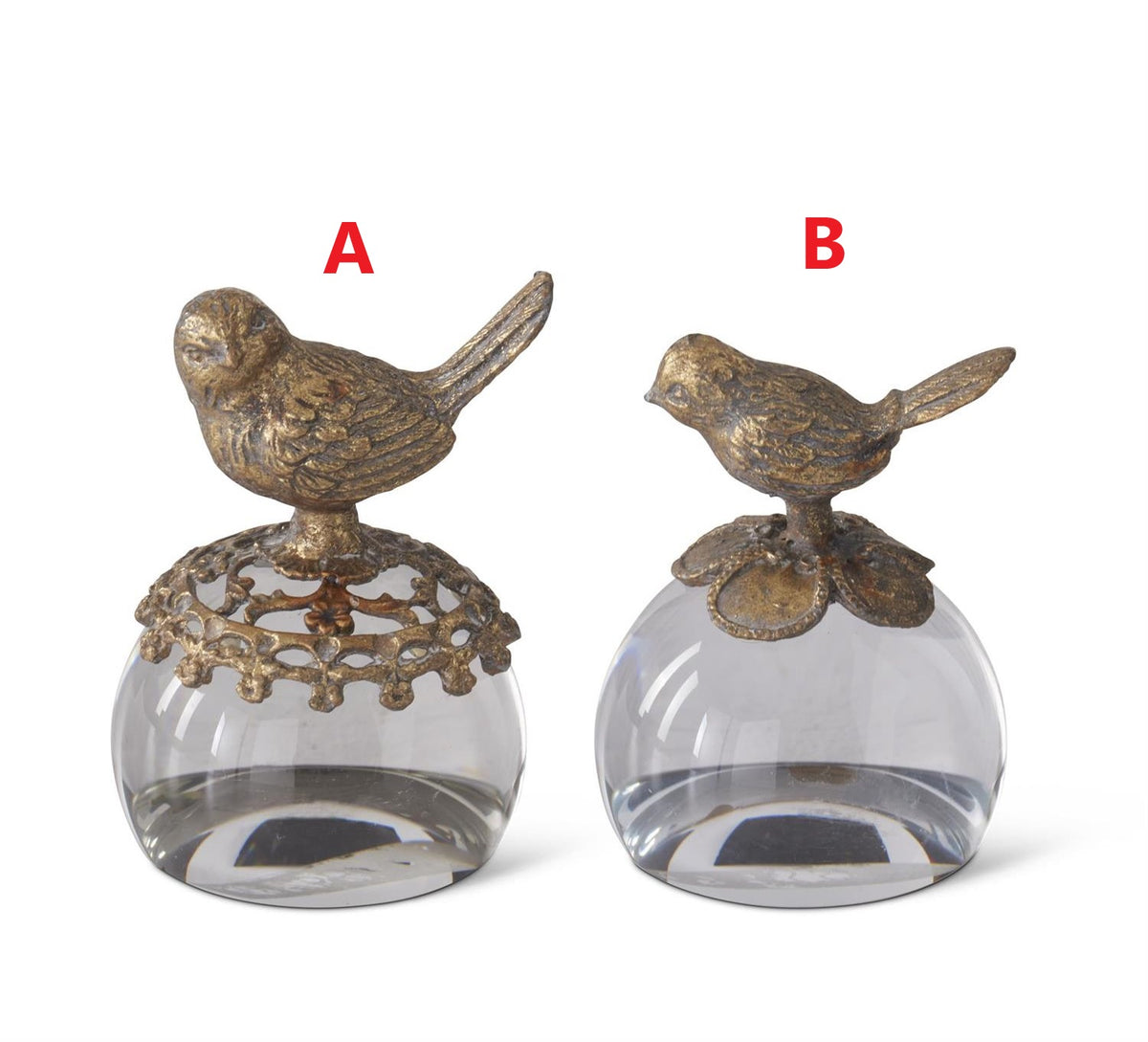 3.75-inch gold metal paperweight with a clear glass top