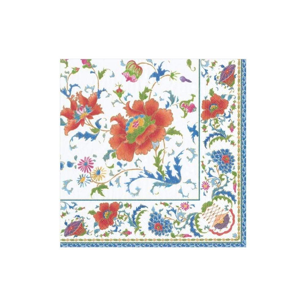 Packaged cocktail napkins with printed designs on triple-ply tissue.