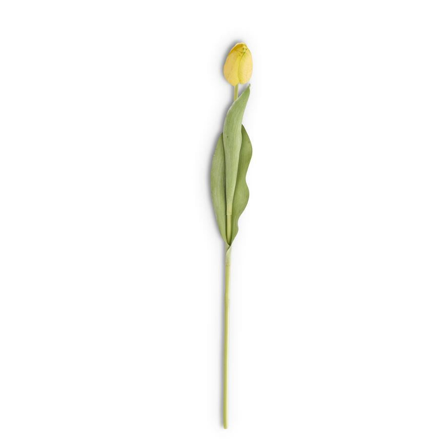 Single tulip stem flower arrangement in silk with real touch finish.