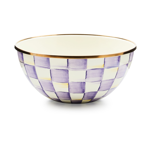 Small violet check everyday bowl with a round silhouette