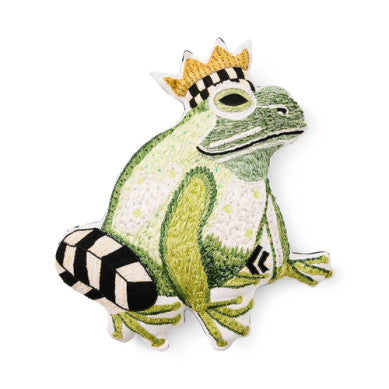 Frog-shaped throw pillow made of cotton with a green amphibian silhouette.