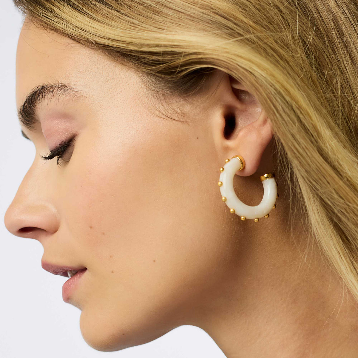 Colette Hoop earrings featuring a gold-plated acetate post with matching earring backs.