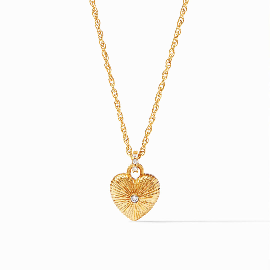 Esme Puffy Golden Heart Solitaire Necklace Gold - Cubic Zirconia