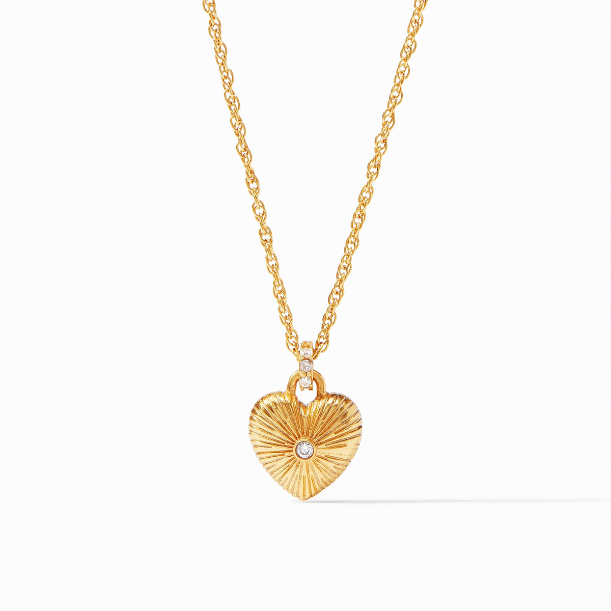 Adjustable gold-plated necklace with a cubic zirconia heart solitaire pendant.