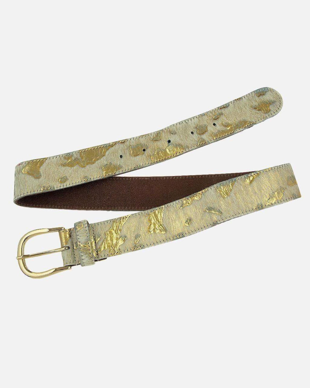 Metallic Calf Hair Leather Belt