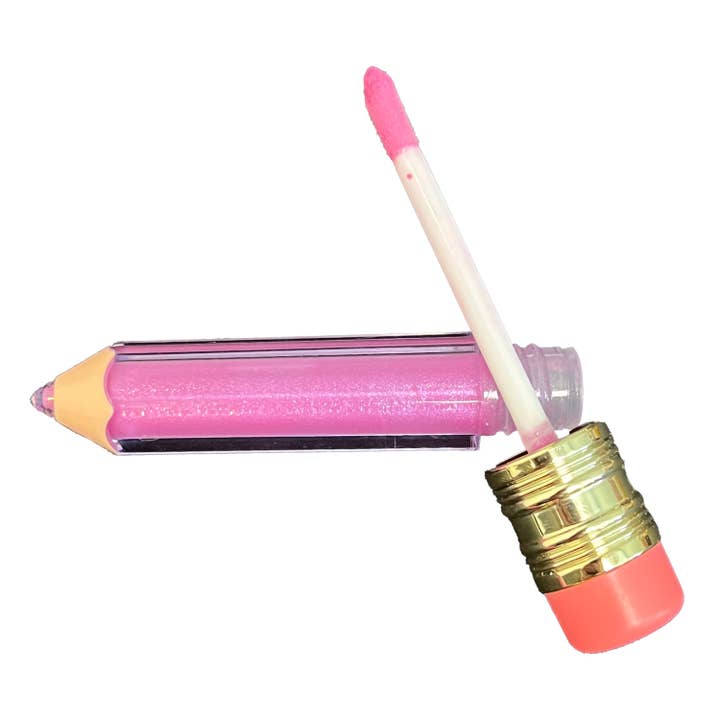 Petite Pencil Lip Gloss in a sleek black tube with silver cap.