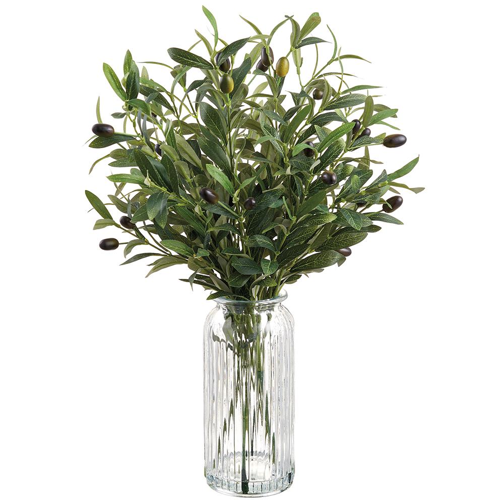 Tall olive green glass vase with wire structure