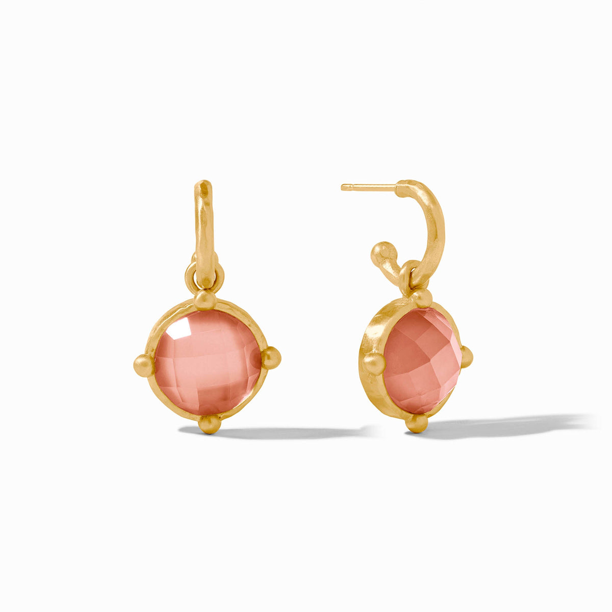 Honeybee Hoop & Charm earring with gold-tone finish featuring a small bee charm and pearl accent.
