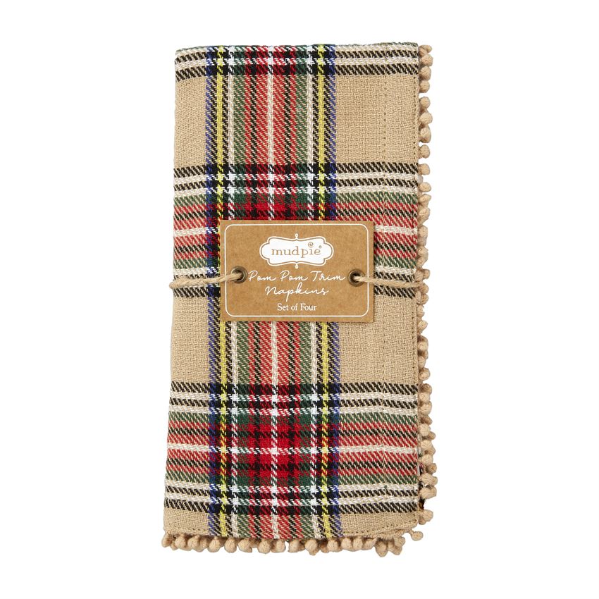 Tartan Pom Trim Napkin