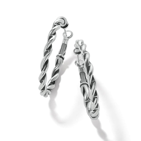 Interlok Twist Oval Leverback Hoop Earrings in silver-plated finish.