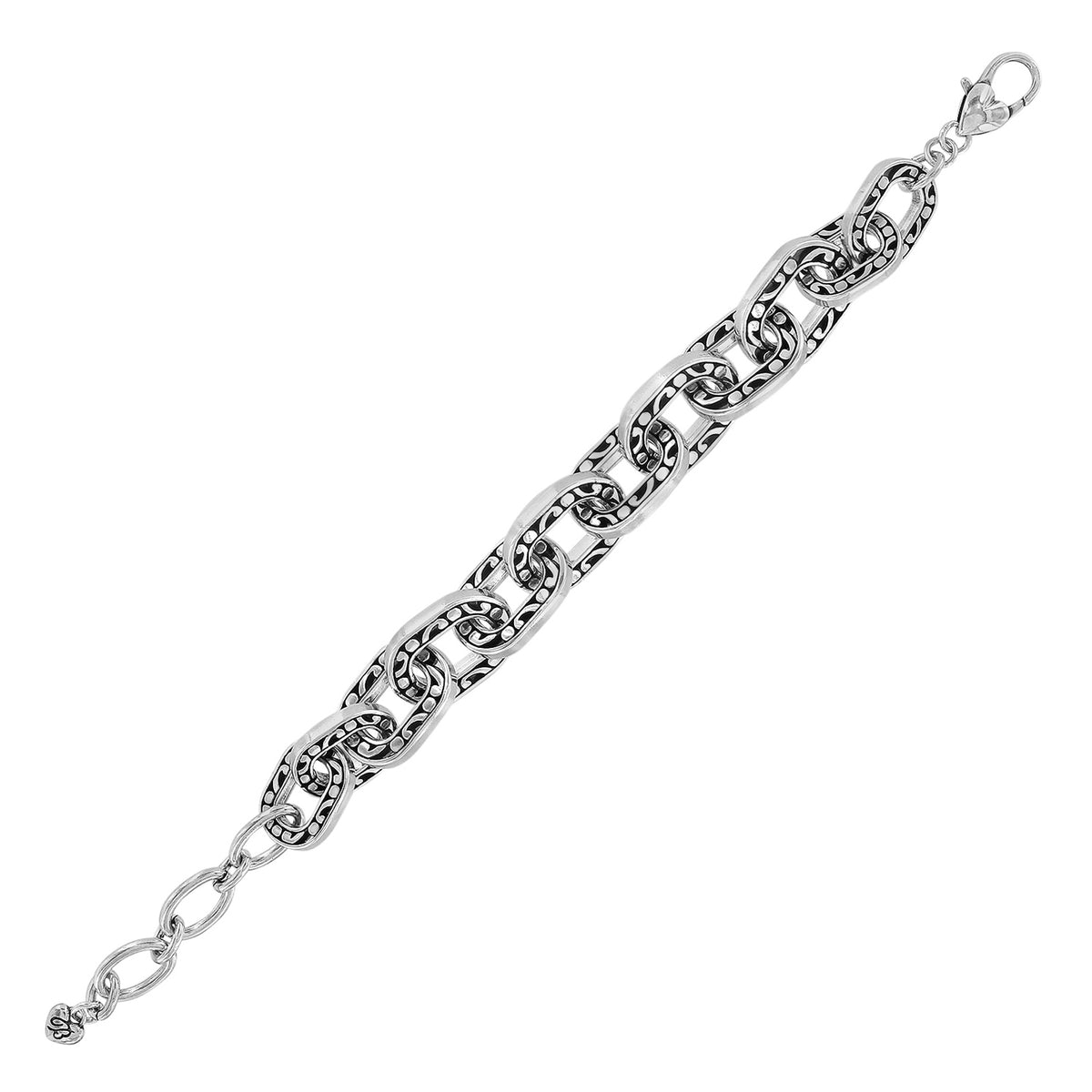 Silver plated adjustable Contempo Linx bracelet with lobster claw closure.