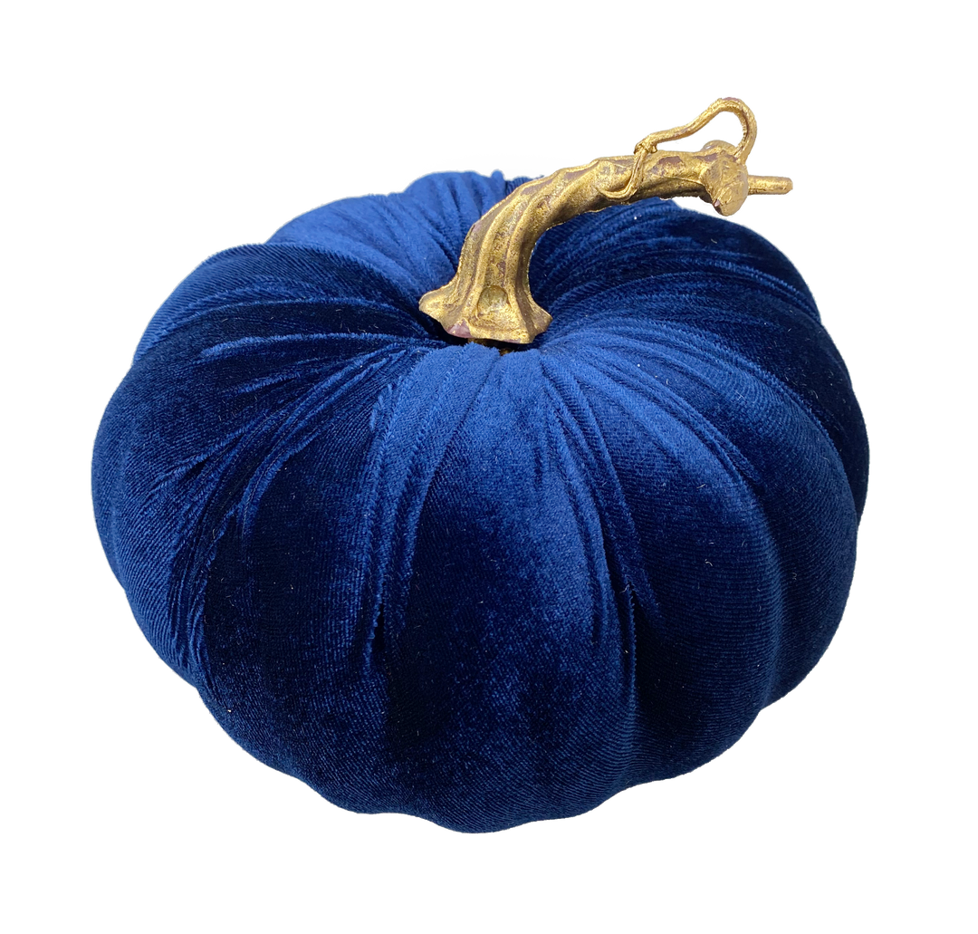 Velvet Pumpkin decor accent in orange with a soft fabric texture.