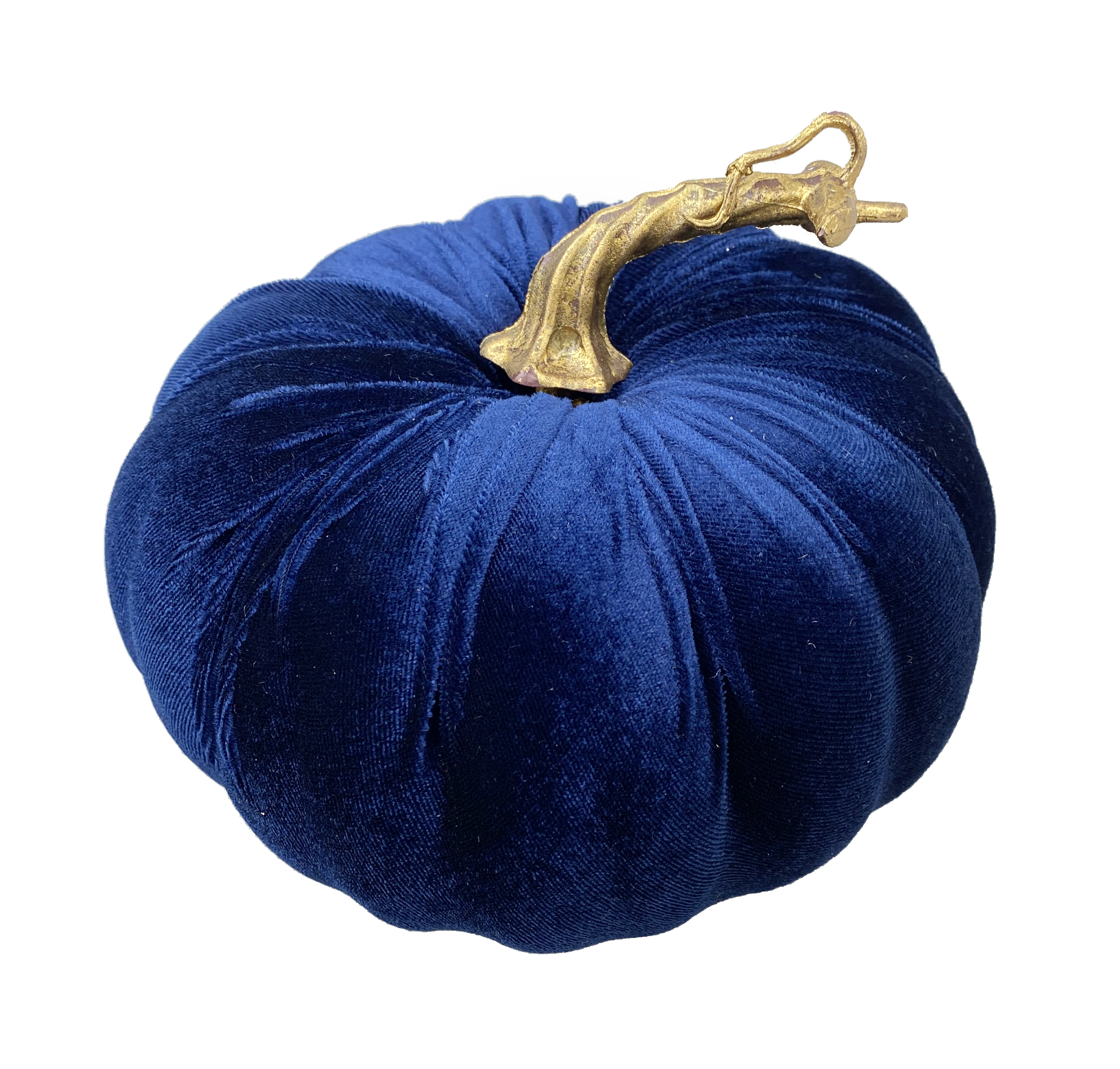 Velvet Pumpkin decor accent in orange with a soft fabric texture.