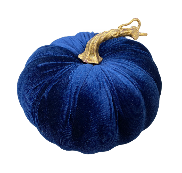 Velvet Pumpkin decor accent in orange with a soft fabric texture.