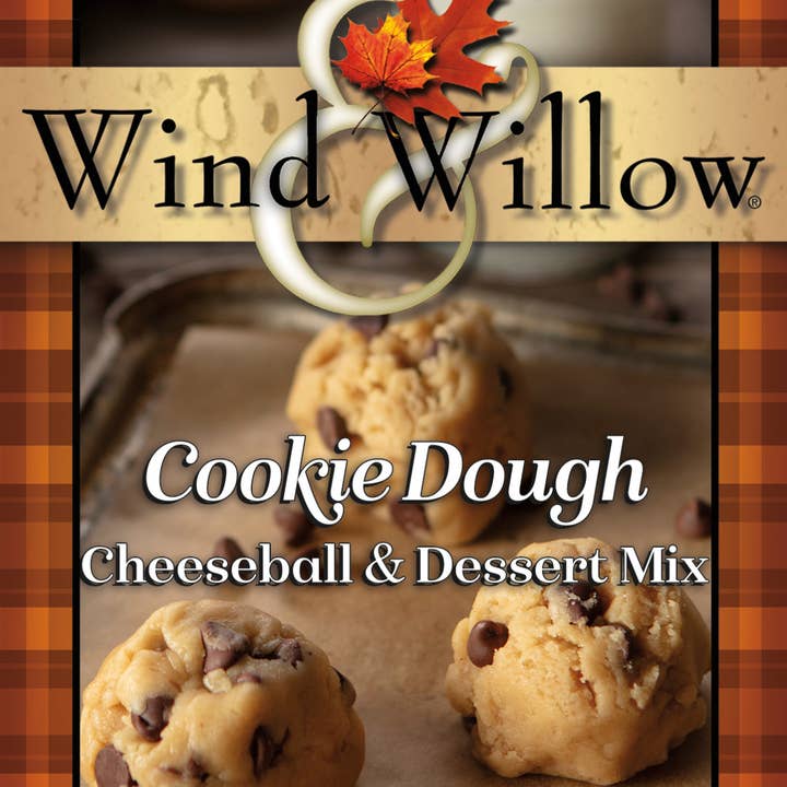 Wind & Willow Cookie Dough Cheeseball & Dessert Mix packaging featuring chocolate chip cookie dough.