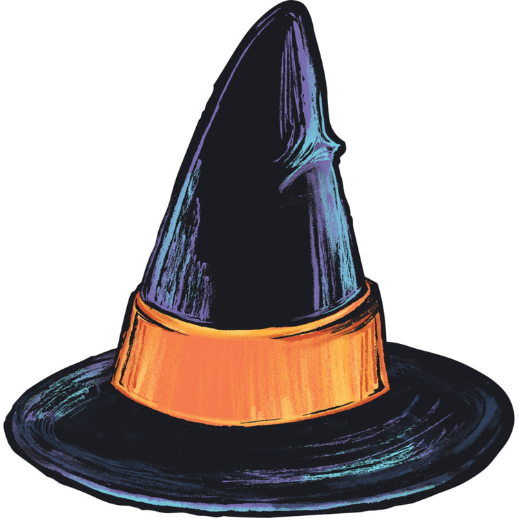Witch Hat table accent lamp with black felt shade and gold metal base.