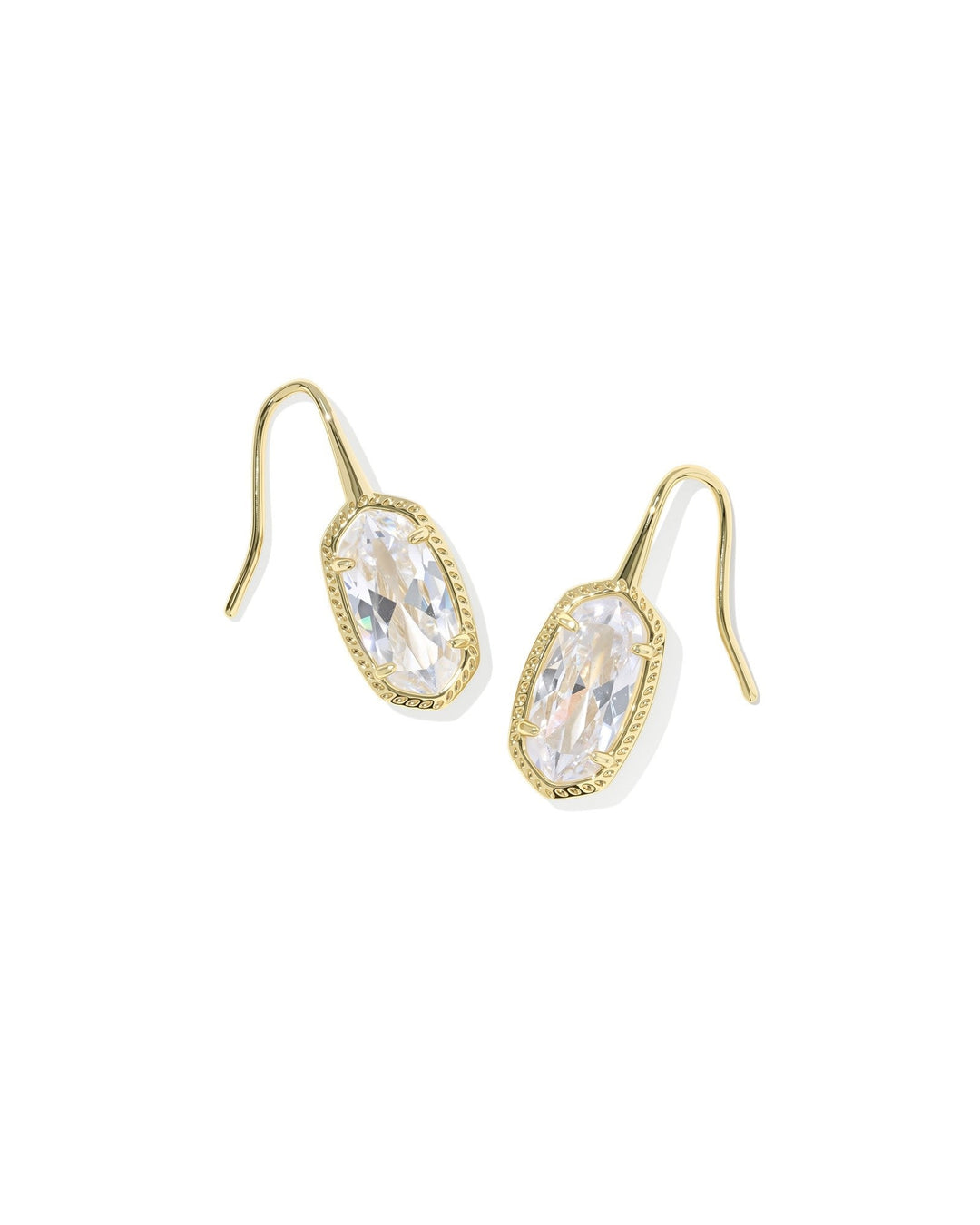 Lee Luxe Drop Earrings featuring oval cubic zirconia stones in a gold-tone setting with earwires.