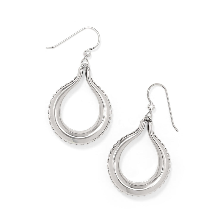 Silver plated Pretty Tough Arch French Wire Earrings with a teardrop hoop design.