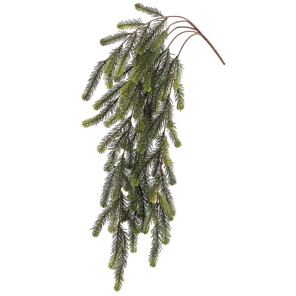 34.5-inch green fir hanging bush with realistic plastic needles and brown stems.