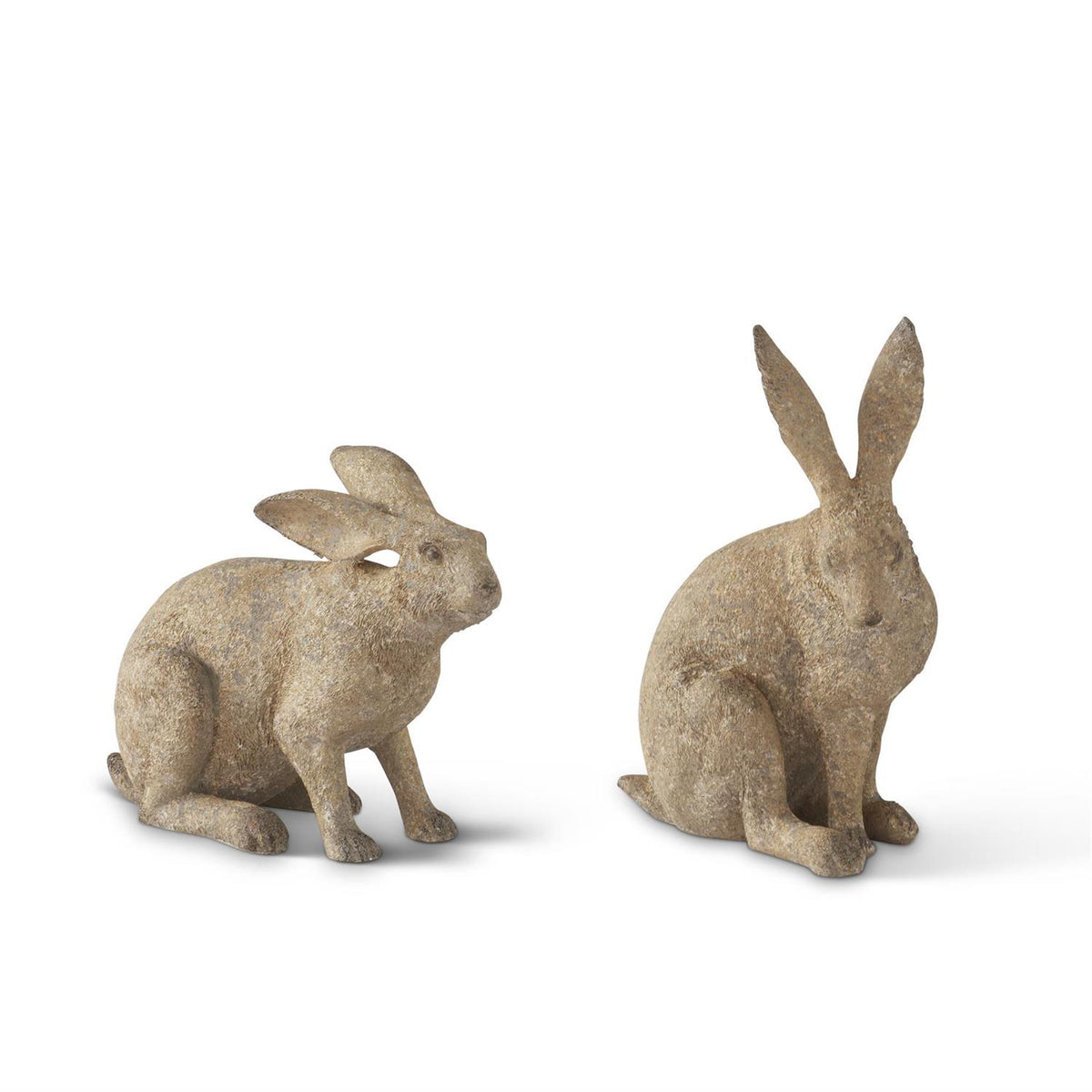 Weathered gold speckled polyresin garden rabbit figurine with a rustic textured finish and classic silhouette.