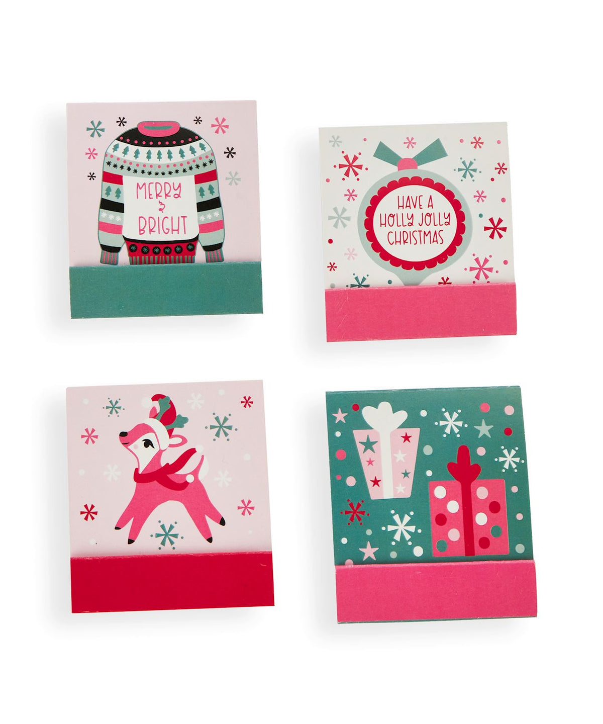 Christmas Matchbook nail file with sandpaper surface on red packaging.