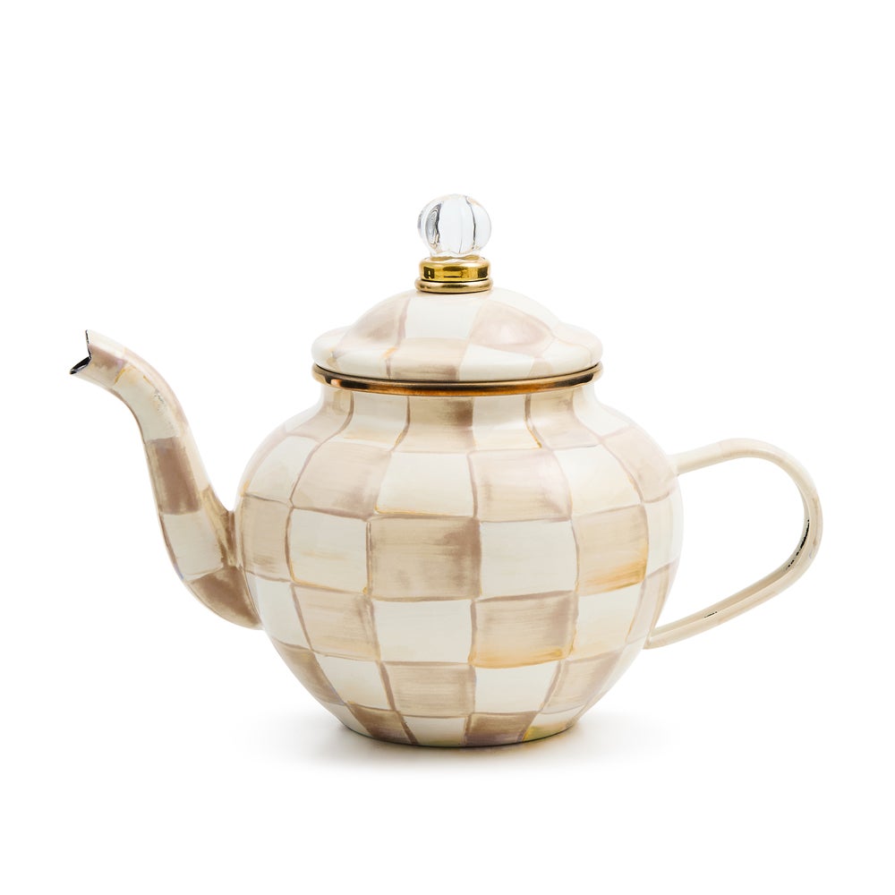 Mocha Check 4 Cup Teapot