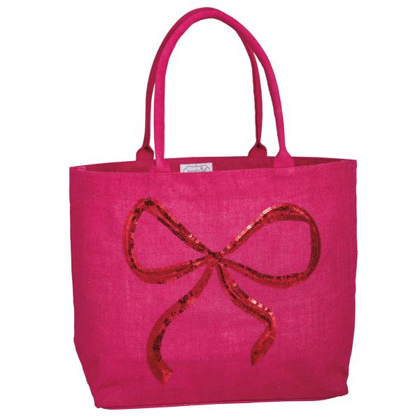 Holiday Sparkle Tote bag in sequin jute with cotton handles