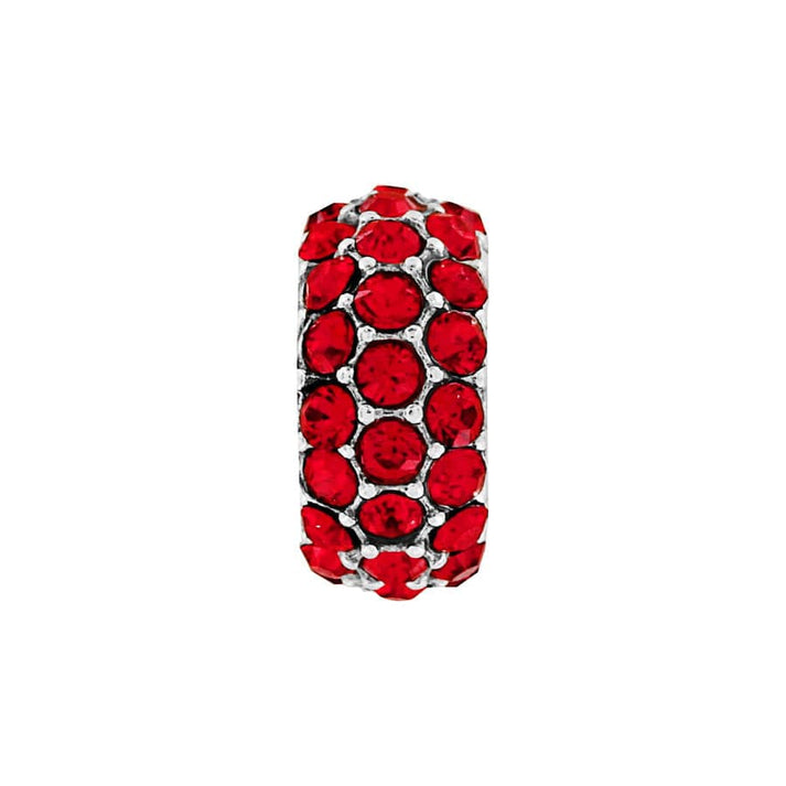 Silver-plated fine-quality crystal glitter spacer bead measuring one-quarter inch by one-quarter inch.