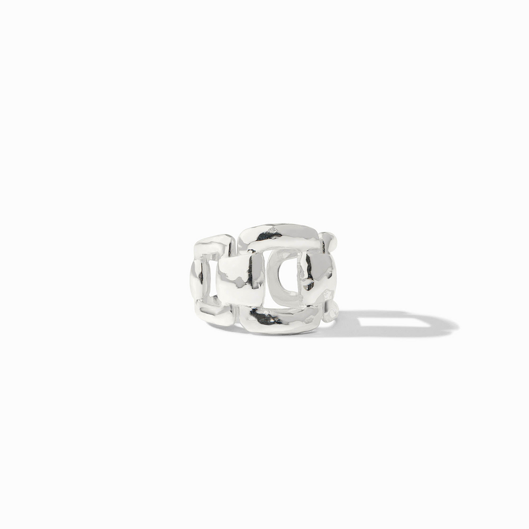 Sahara Ring in silver featuring a textured, chunky chain link design on a white background.