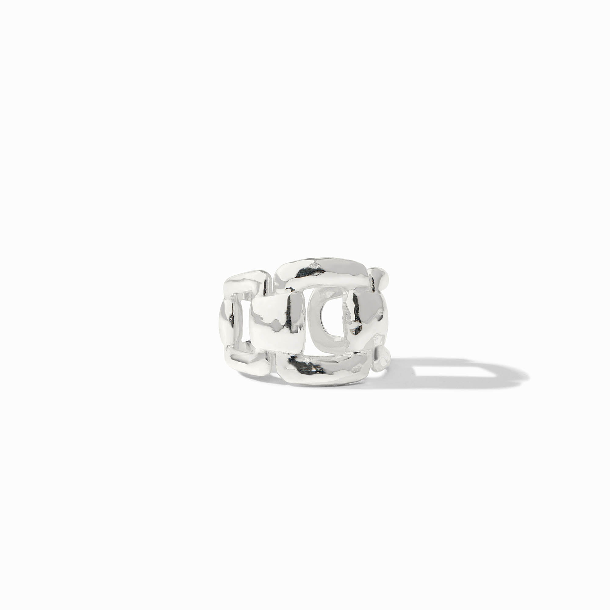 Sahara Ring in silver featuring a textured, chunky chain link design on a white background.